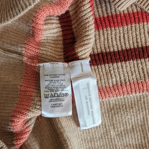 LOFT tan cotton striped sweater, size L - Picture 4 of 5